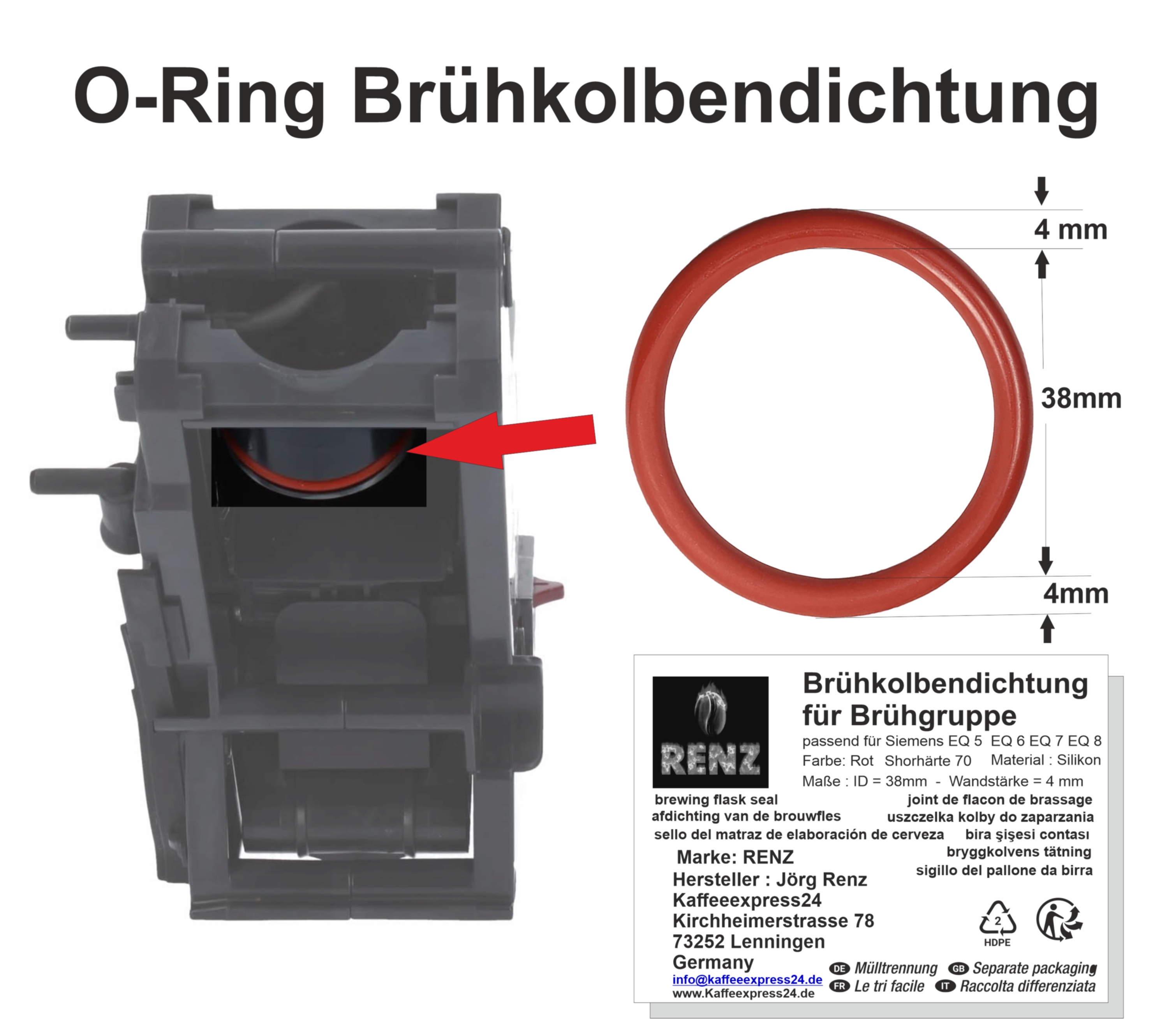 Pflegeset passend für Siemens EQ5 EQ6 EQ7 EQ8 Brühgruppe - 