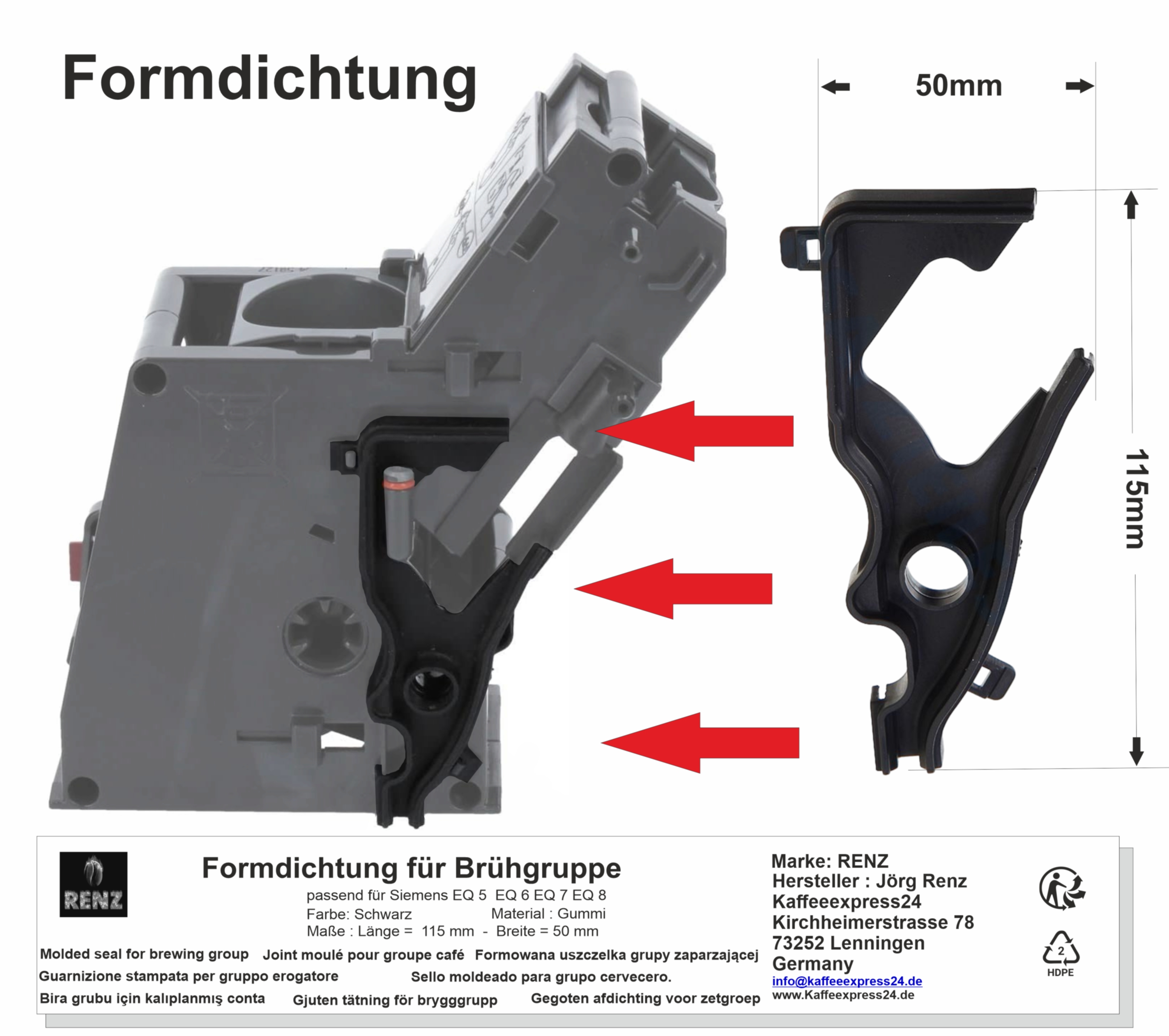 Pflegeset passend für Siemens EQ5 EQ6 EQ7 EQ8 Brühgruppe - 