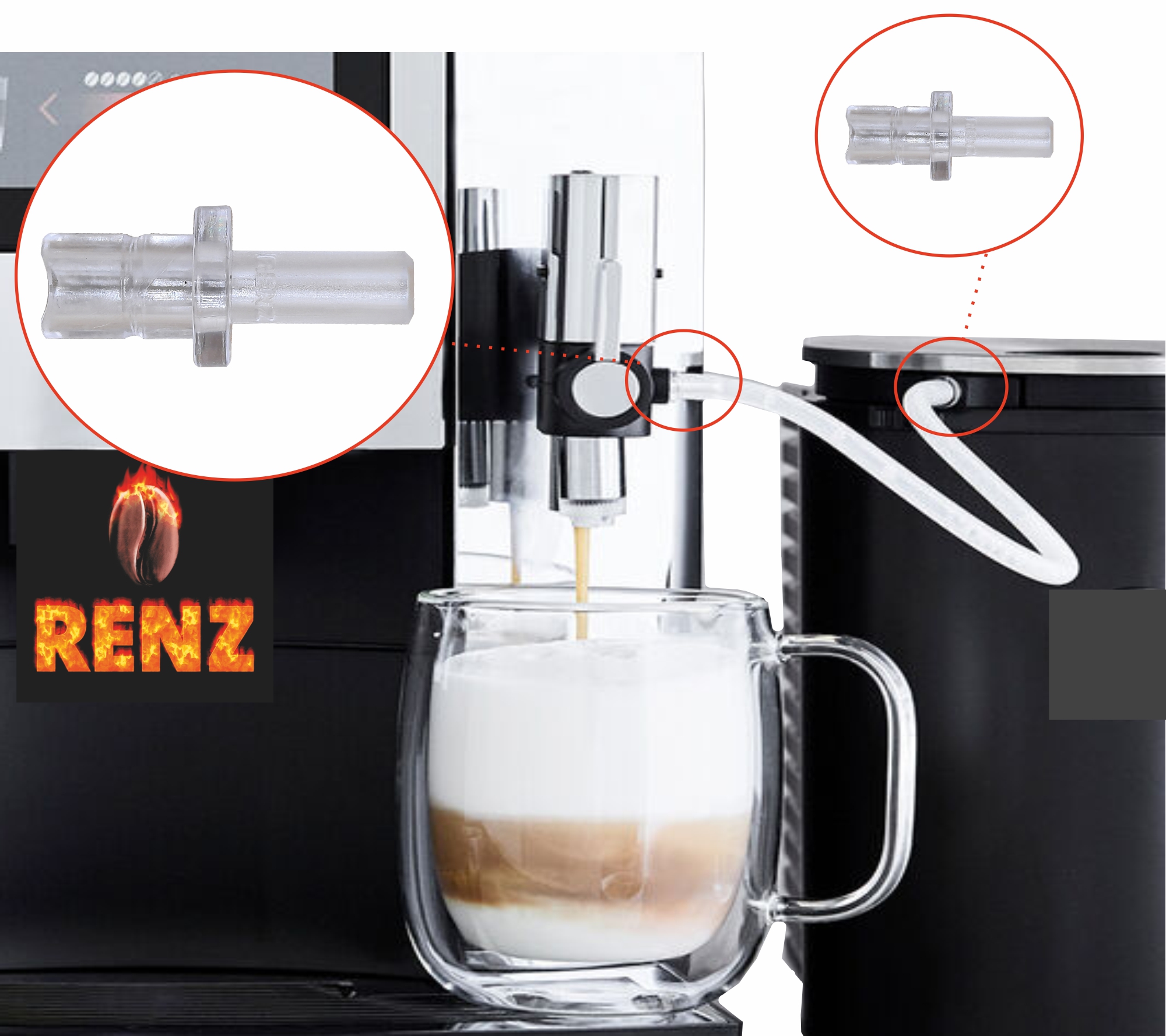 Milchschlauch 3x & Anschlussnippel 6x für Kaffeevollautomaten - kompatibel mit Jura Vollautomaten Impressa Giga