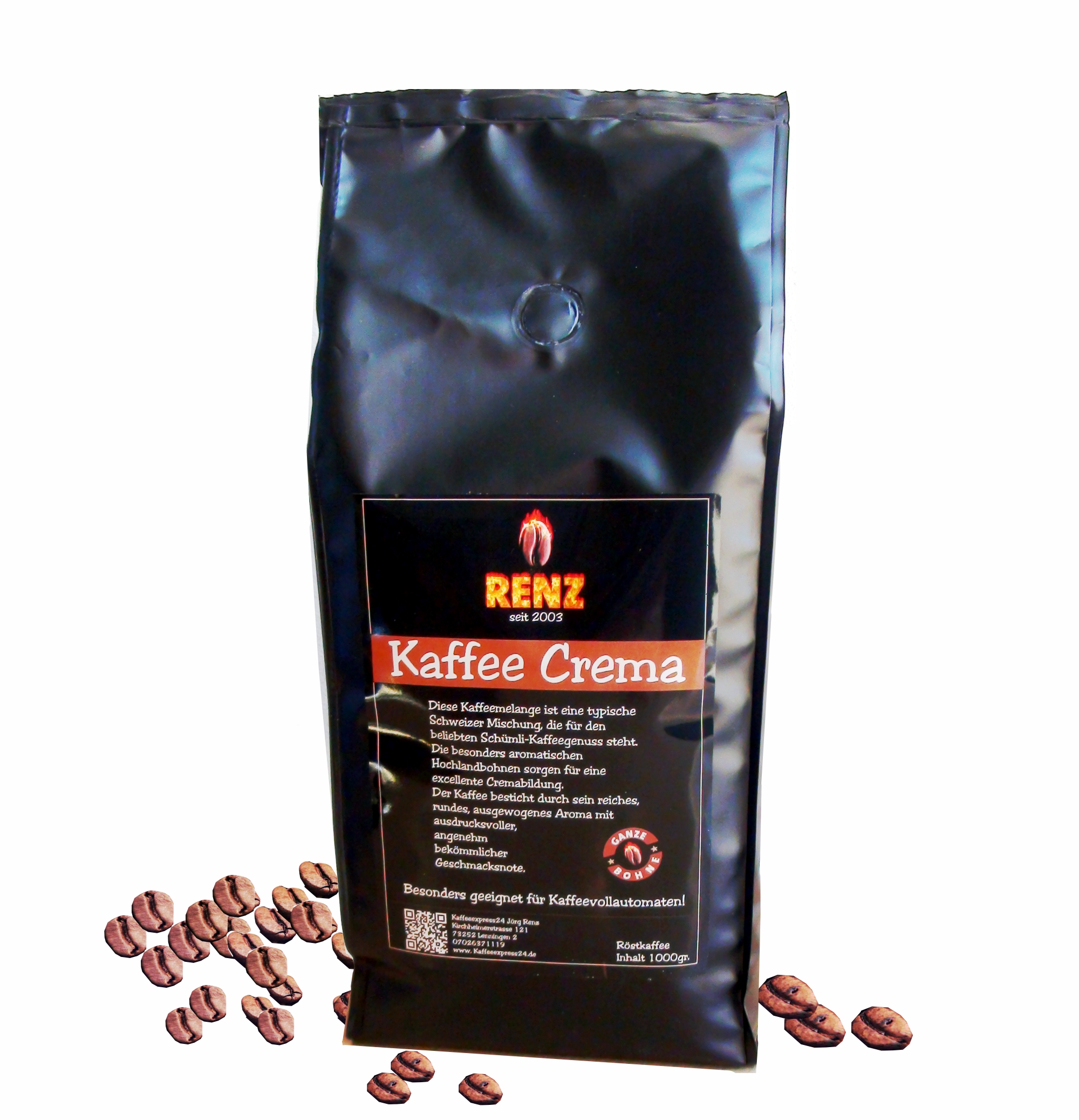 Renz Kaffee Crema Bohnen 1000g