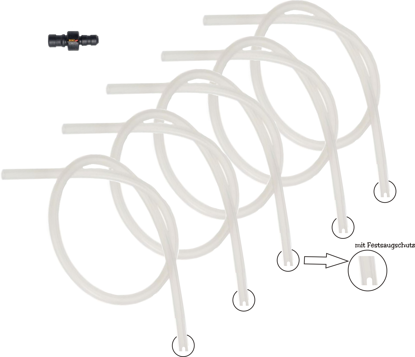 5x Milchschlauch + 1x Anschlussnippel - Set kompatibel mit Jura Geräten für Milchschaum Aufschäumer