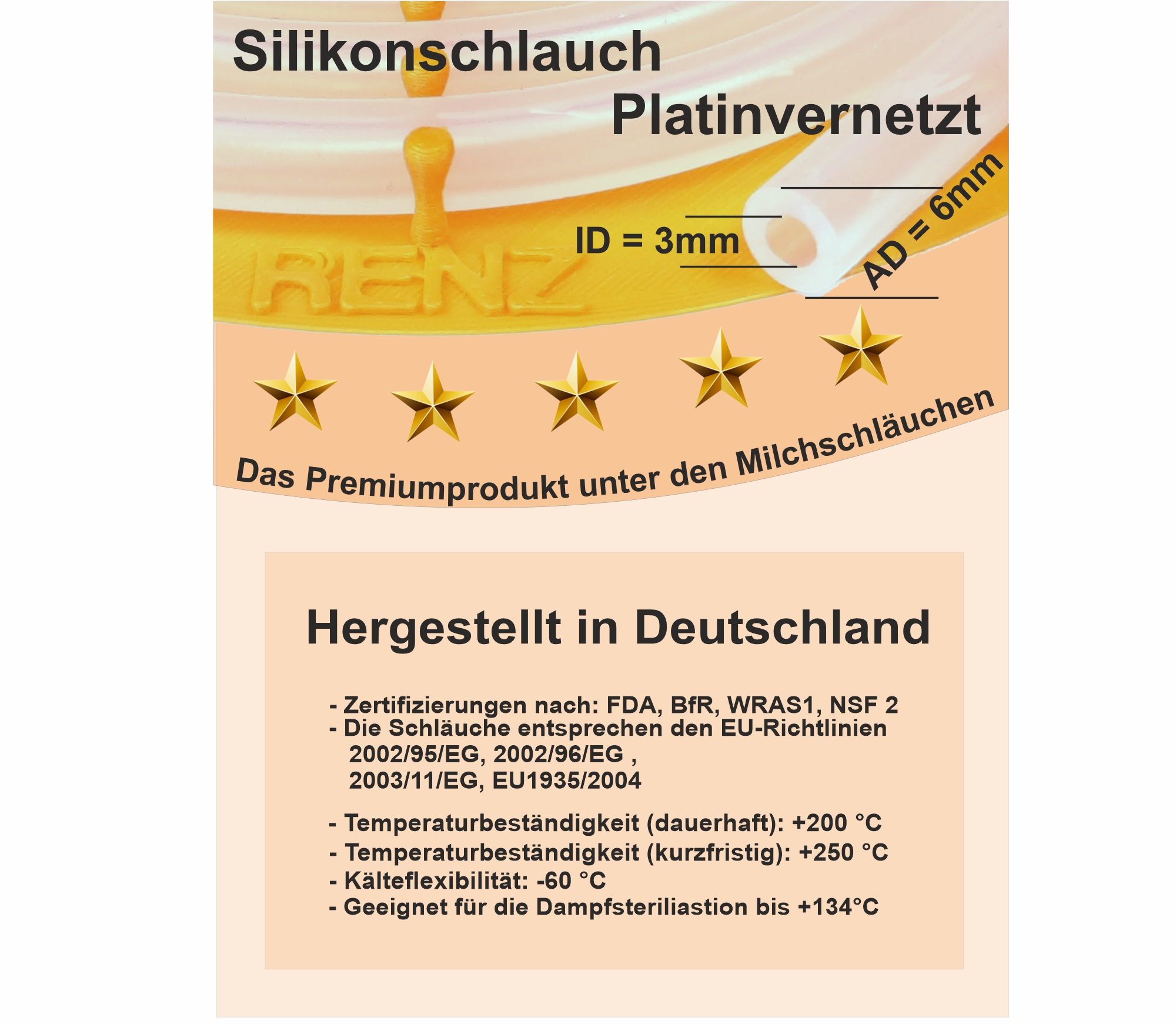 5m Milchschlauch für Kaffeevollautomaten lebensmittelecht Silikonschlauch Ø ID=3mm - AD=6mm  passend für Miele Ninova Jura  Melitta Saeco Bosch 