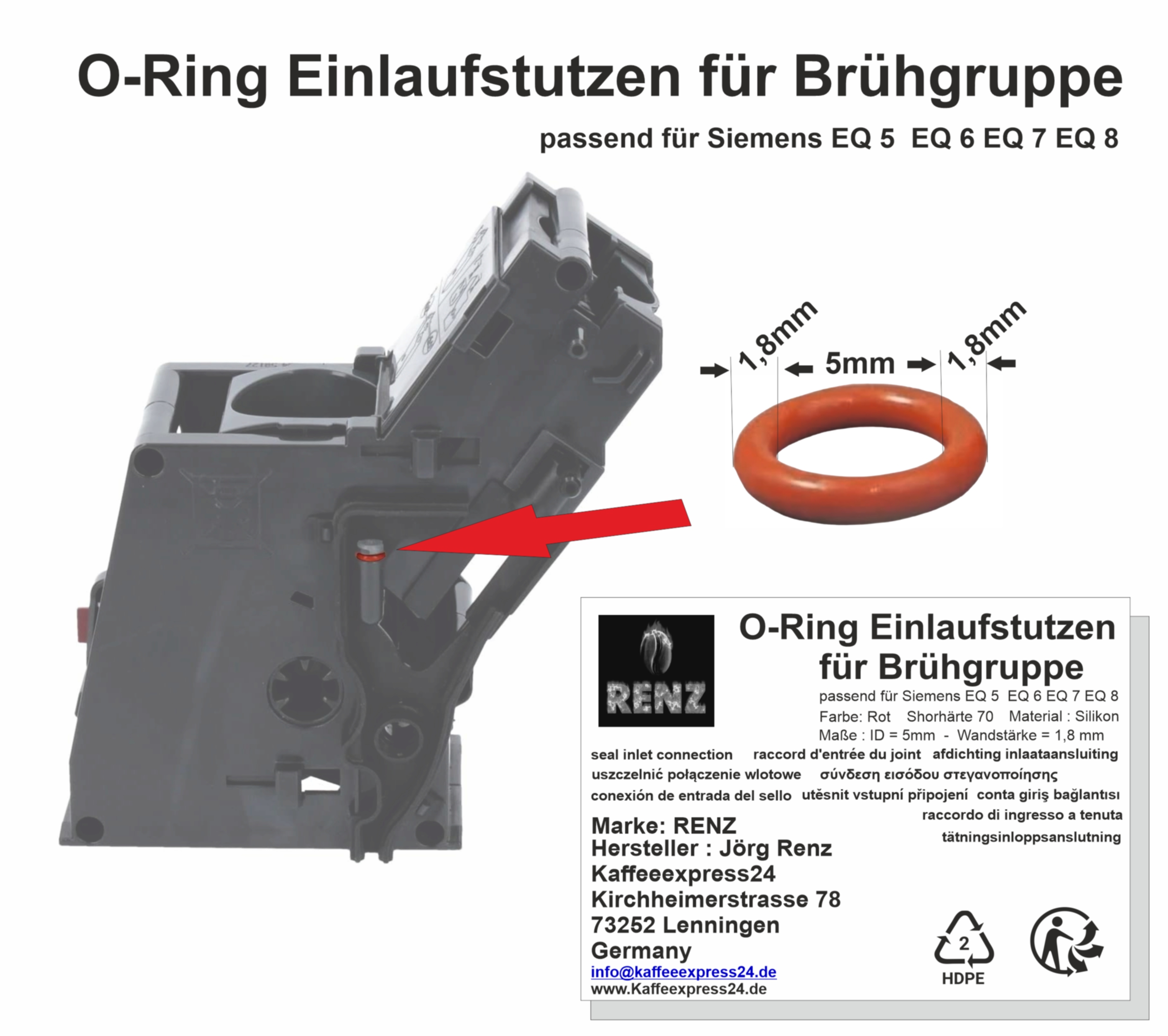 Pflegeset passend für Siemens EQ5 EQ6 EQ7 EQ8 Brühgruppe - 