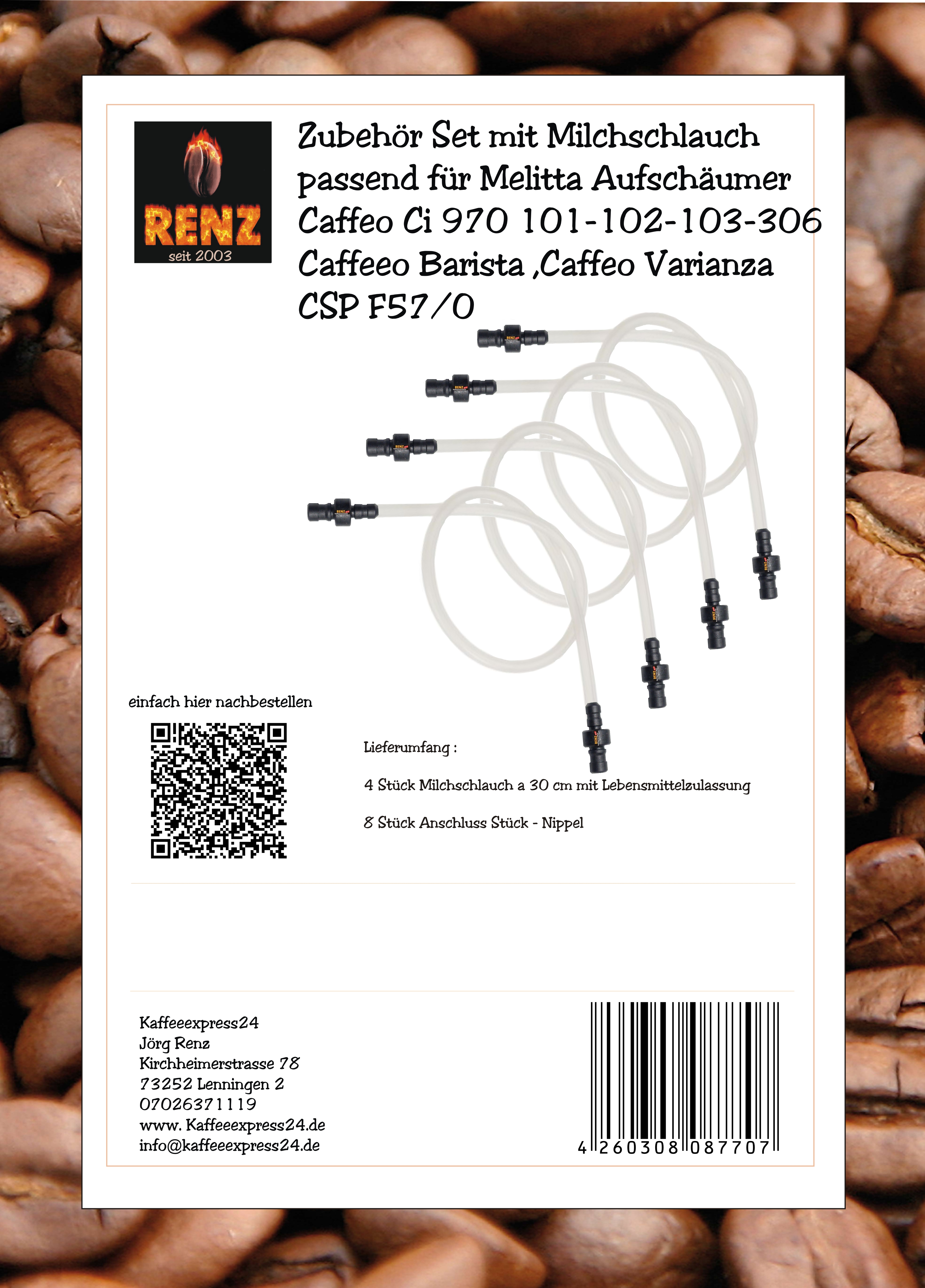 Zubehör Set mit Milchschlauch passend für Melitta Aufschäumer 