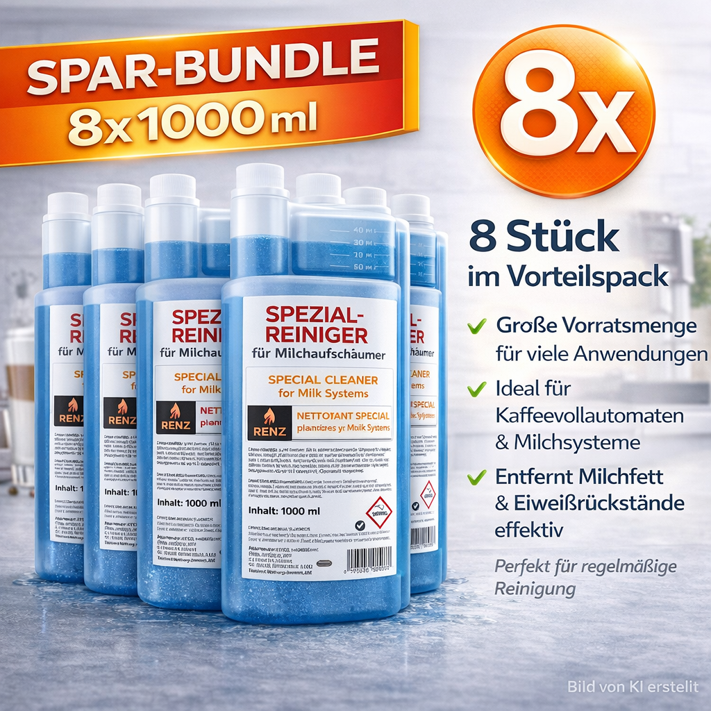 Renz Milchschaumreiniger 8X 1000ml Spezialreiniger für Milchsysteme - Milchsystemreiniger